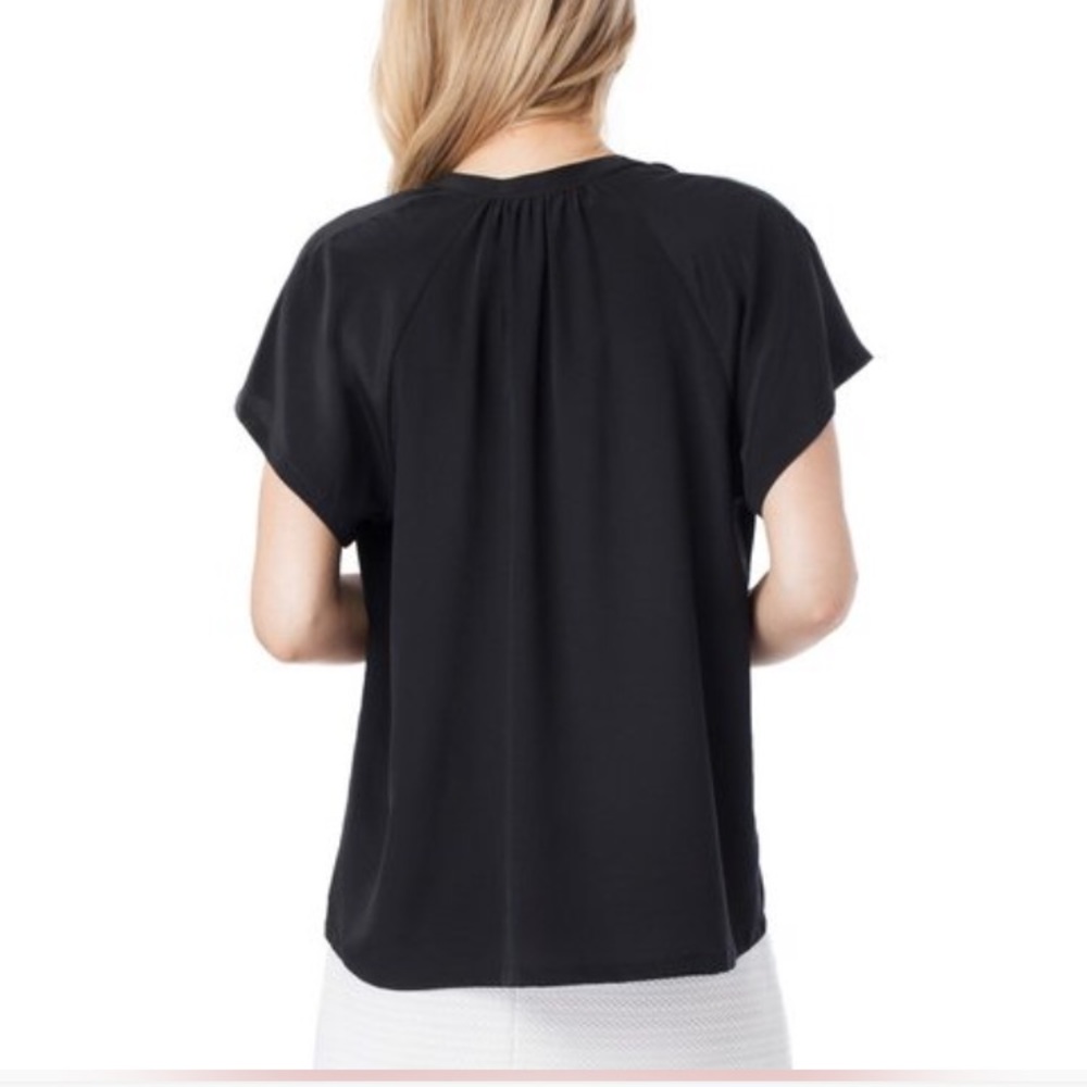 Black Cuyana Gathered Silk Blouse